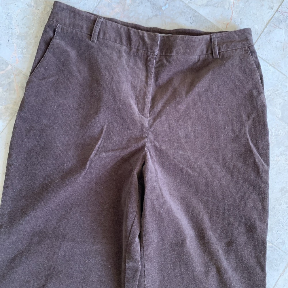 Croft & Barrow Womens Corduroy High Rise Straight Leg Pants Sz  10 Stretch Brown